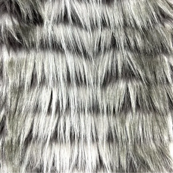 Bebe Grey Striped Faux Fur Belted Vest